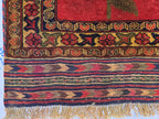 Vintage Afghan Handmade Rose Runner Rug 2.6×12.6 ft, Traditional Tribal Hallway Rug, Long Narrow Oriental Carpet