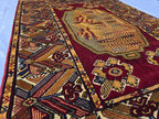 Vintage Afghan Handmade Rug 4x6 ft | Tribal Geometric Wool Carpet | Turkmen Style Oriental Area Rug