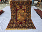 Vintage Afghan Handmade Rug 4x6 ft | Tribal Geometric Wool Carpet | Turkmen Style Oriental Area Rug