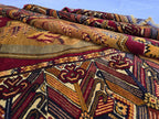 Vintage Afghan Handmade Rug 4x6 ft | Tribal Geometric Wool Carpet | Turkmen Style Oriental Area Rug