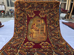 Vintage Afghan Handmade Rug 4x6 ft | Tribal Geometric Wool Carpet | Turkmen Style Oriental Area Rug