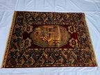 Vintage Afghan Handmade Rug 4x6 ft | Tribal Geometric Wool Carpet | Turkmen Style Oriental Area Rug