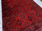 Red Geometric Medallion Rug, 6.4 x 9.3 Ft Area Rug, Crimson Tribal Style Carpet, Statement Living Room Decor