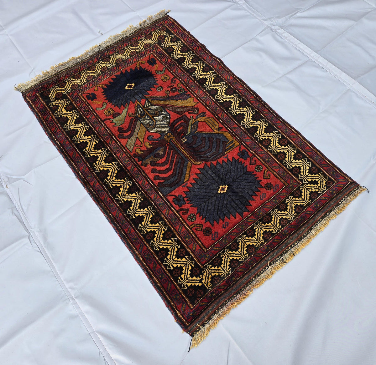 3×4 ft Handmade Baluchi Vintage Accent Size Carpet - Boho Home Decor - Bedroom, Kitchen Rug