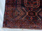 Dark Red 3x9 Vintage Tribal Runner Rug, Geometric Hallway Carpet, Turkmen Long Narrow Rug with Medallions