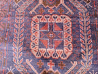 Dark Red 3x9 Vintage Tribal Runner Rug, Geometric Hallway Carpet, Turkmen Long Narrow Rug with Medallions