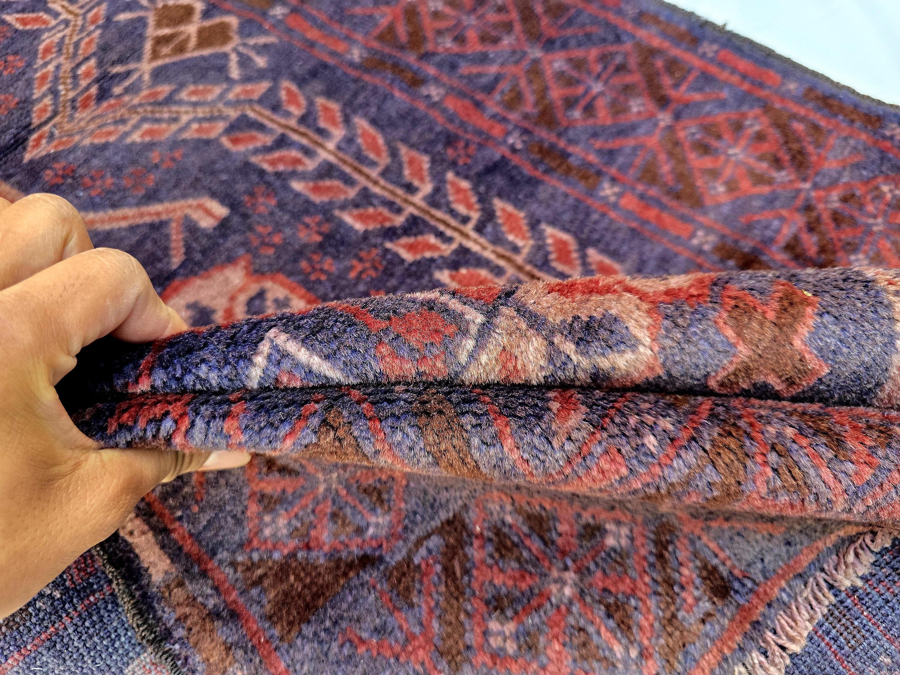 Dark Red 3x9 Vintage Tribal Runner Rug, Geometric Hallway Carpet, Turkmen Long Narrow Rug with Medallions