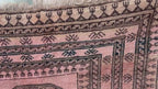 Blush Pink Afghan Baluchi Rug, 6.11x4.7 Ft, Handmade Wool Tribal Carpet - Oriental Geometric Living Room Decor