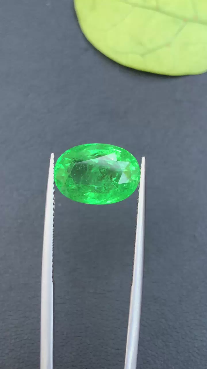 Natural Tsavorite Garnet – Oval Mixed Cut Loose Green Gemstone, 8.19Ct