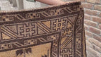 5x8 ft Brown Vintage Handwoven Tribal Wool Geometric Carpet - Living Room Carpet