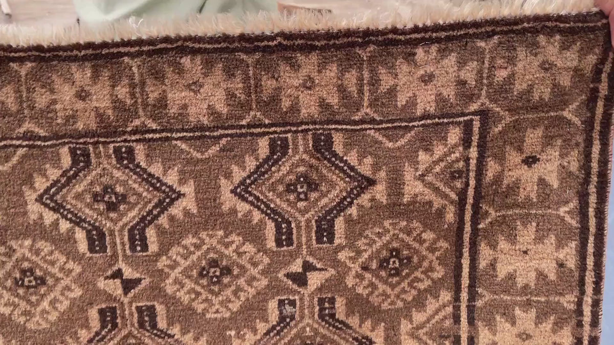3x12 ft Long Vintage Rustic Brown Handwoven Wool Hallway Rug - Boho Home Decor