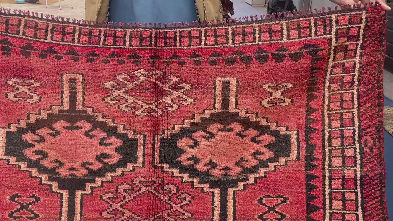 Antique Burn Orange 4.7x7.1 ft Handmade Wool Rug, Rustic Home Decor, Bedroom Carpet