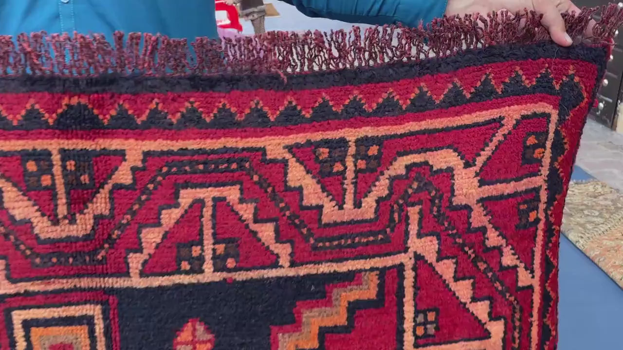 Vintage Tribal Wool Area Rug for Farmhouse or Living Room, Turkmen Traditional Carpet 4x9