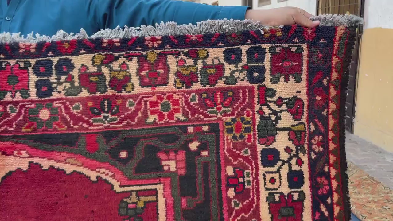 5x9 Vintage Large Living Room Rug, Handmade Afghan Tribal Wool Area Carpet