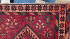 4x9 Rustic Red Vintage Handwoven Wool Rug, Carpet for Farmhouse