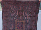 Dark Red 3x9 Vintage Tribal Runner Rug, Geometric Hallway Carpet, Turkmen Long Narrow Rug with Medallions