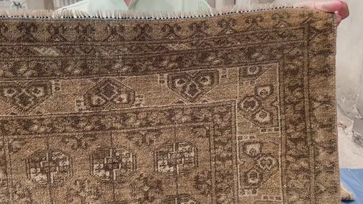 3×13 Ft Vintage Afghan Handmade Wool Hallway Runner, Distressed Brown Antique Tribal Carpet, Long Corridor Rug
