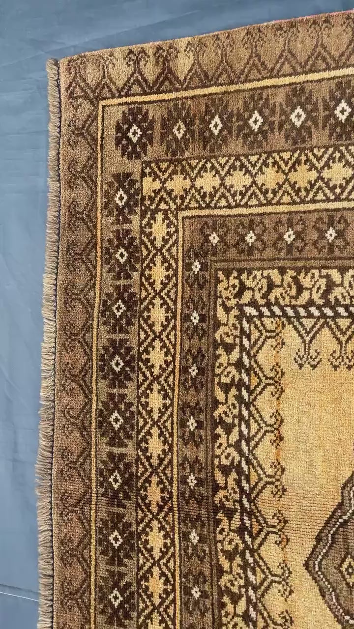 Afghan Baluchi Rug 5x9 Ft, Handmade Wool Tribal Area Rug, Vintage Oriental Carpet, Geometric Boho Hallway Runner