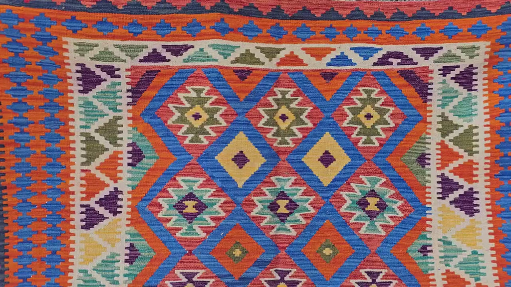 6x9 Ft Living Room Kilim Rug - Afghan Handmade Vibrant Rug, Antique Style Decor