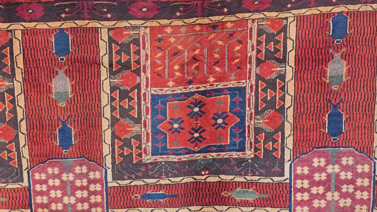 Handmade Antique Afghan Baluchi Wool Rug - Carpet for Living Room - Rustic Home Decor 6.5×8.5 ft