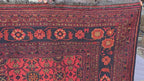 Vintage Afghan Handmade Rug 7x9 ft – Red Black Oriental Wool Area Rug