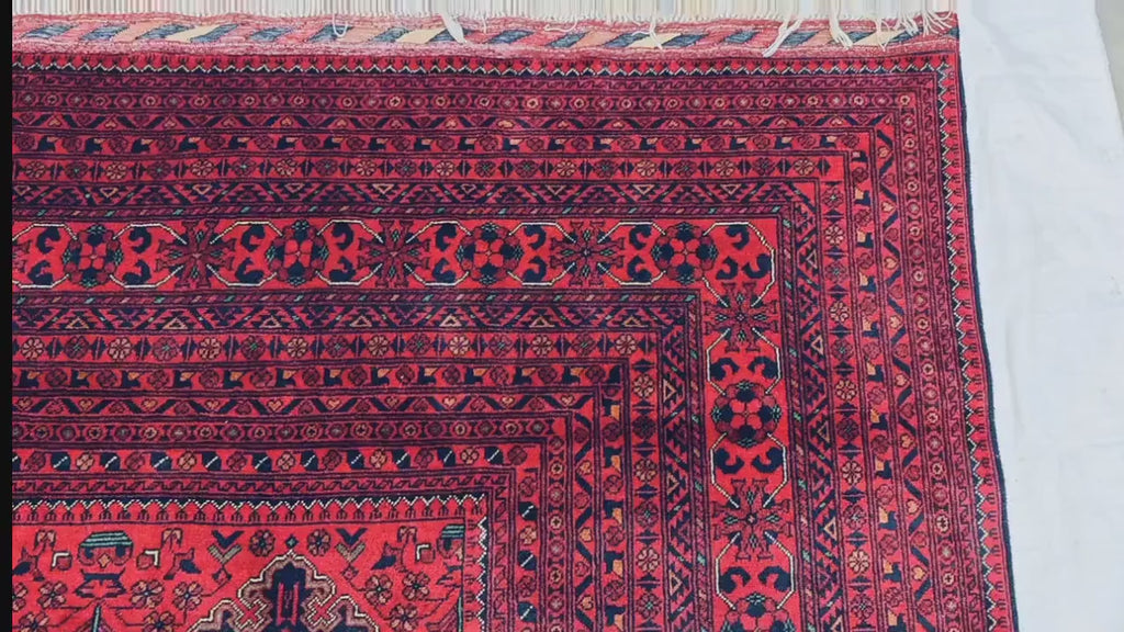 Extra Large Red Bokhara Style Rug 13x18 Ft, Traditional Geometric Oriental Carpet