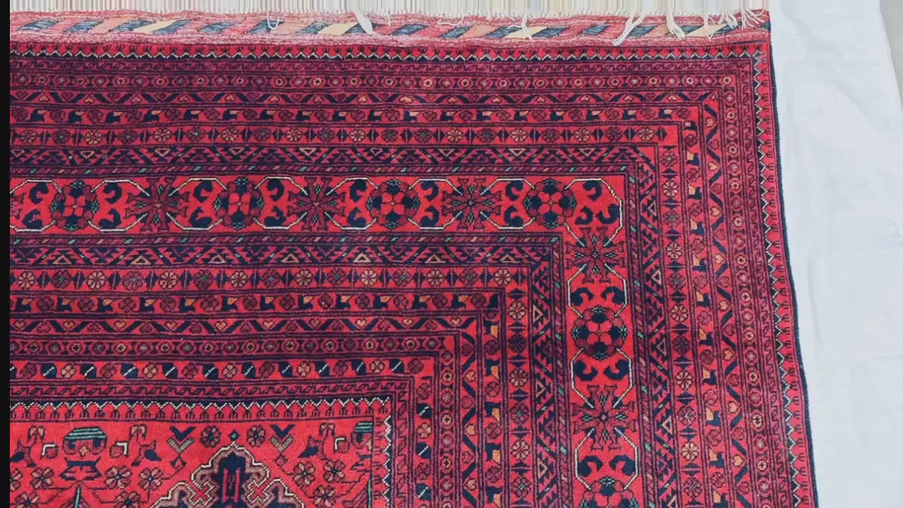 Extra Large Red Bokhara Style Rug 13x18 Ft, Traditional Geometric Oriental Carpet