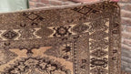 Brown Handwoven Antique Afghan Geometric Turkmen Wool Rug - 5.10x 4.4 ft - Rustic Home decor