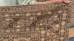 Antique Hand-knotted Wool Oriental Rug – 6.6x4.2 ft, Rustic Afghan Home Decor