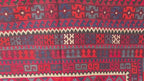 7'4x8 ft Afghan Red Blue Kilim Rug, Handmade Tribal Wool Rug, Vintage Geometric Area Carpet