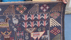 Vintage 4x7 ft Animal Motif Rug, Handmade Blue Tribal Carpet