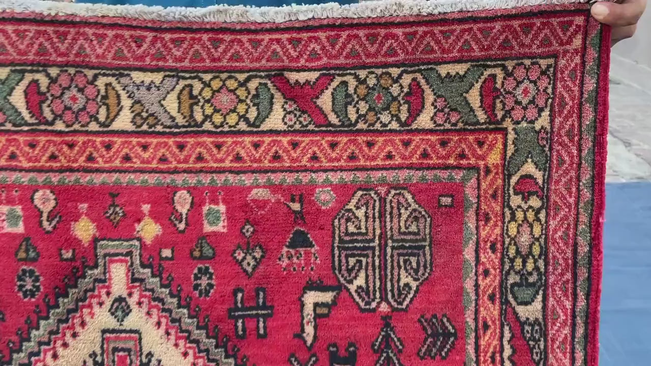 Antique 3.1x9.5 ft Handwoven Hallway Runner Rug, Boho Home Decor