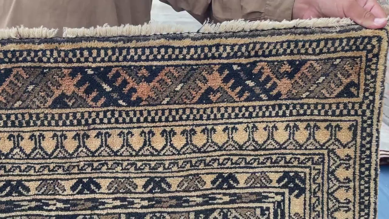 Antique 4x7 ft Handwoven Afghan Collectible Rug