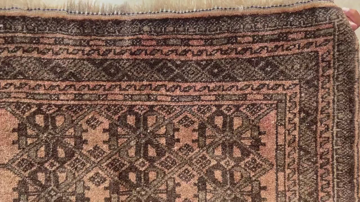 3x9 ft Vintage Handwoven Afghan Wool Runner Rug - Home Decor