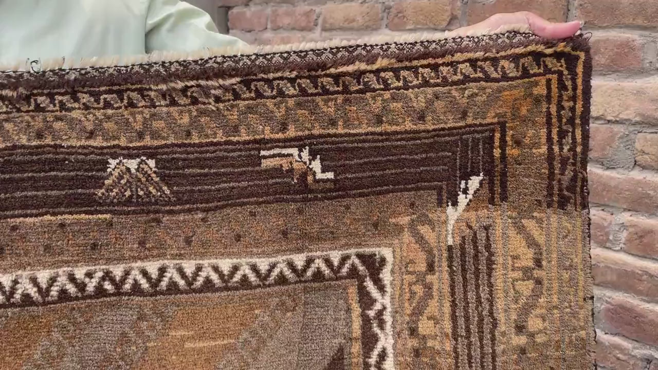 Handmade Antique Afghan Tribal Wool High Pile Wool Carpet - Kitchen Decor