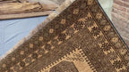 Large Afghan Tribal Rug 6x8 Ft, Handmade Wool Baluchi Carpet, Beige & Burgundy Bokhara Vintage Gul Rug