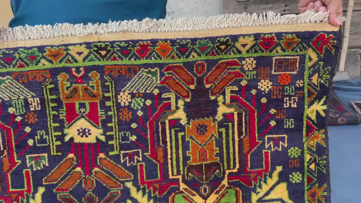 4x7 ft Vintage Handwoven Bedroom Rug, Turkmen Wool Area Carpet, Boho Home Decor