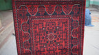 3x16 ft Handmade Hallway Runner Rug, Afghan Tribal Bukhara Deep Red Corridor Carpet