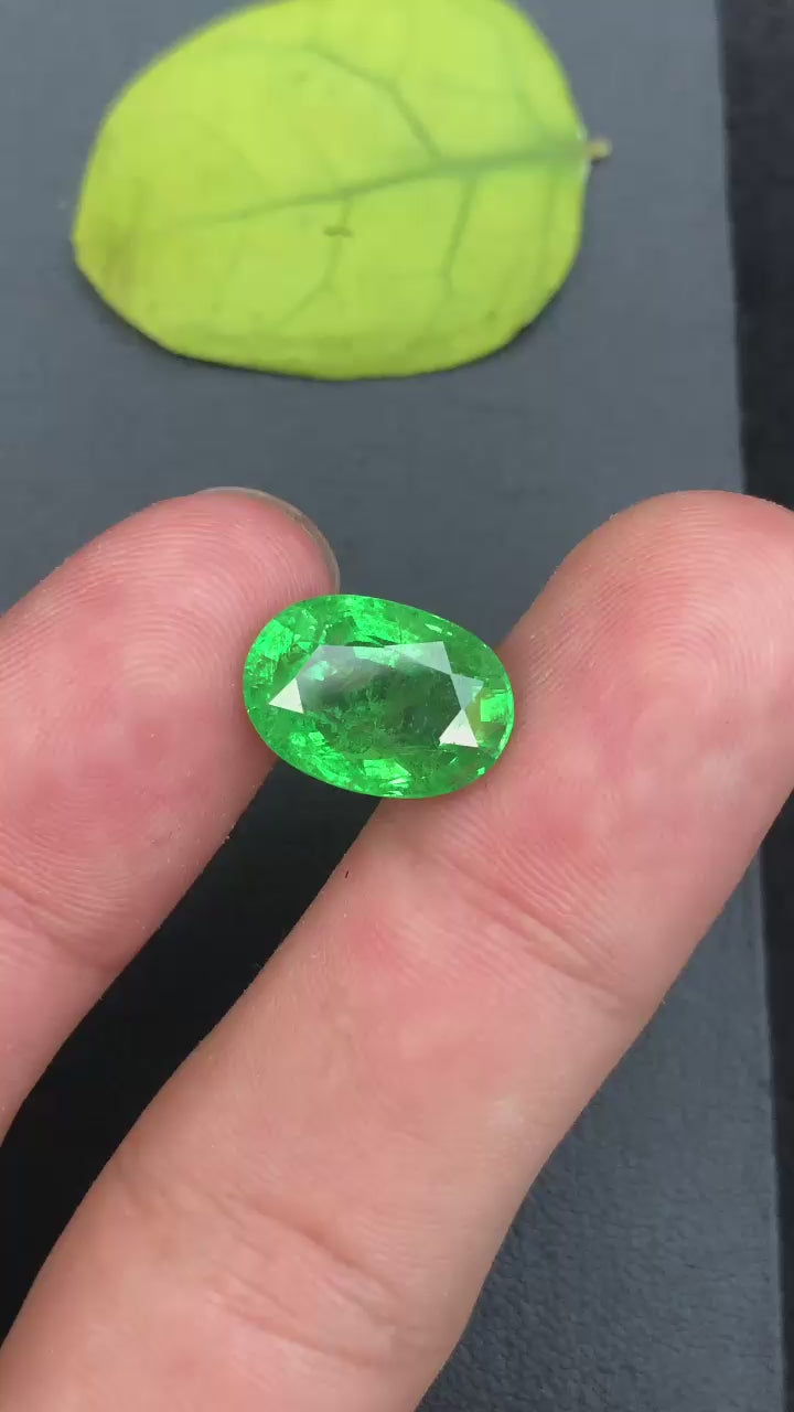 Natural Tsavorite Garnet – Oval Mixed Cut Loose Green Gemstone, 8.19Ct