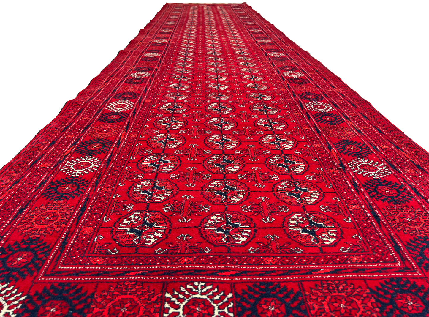 Afghan Hand Knitted/Knotted Hallway Runner Hand Woven Rug Size 13ft x 2.8ft (MO-BU-13X9-R-R-N)  Mowri Shakh Bukhara Runner