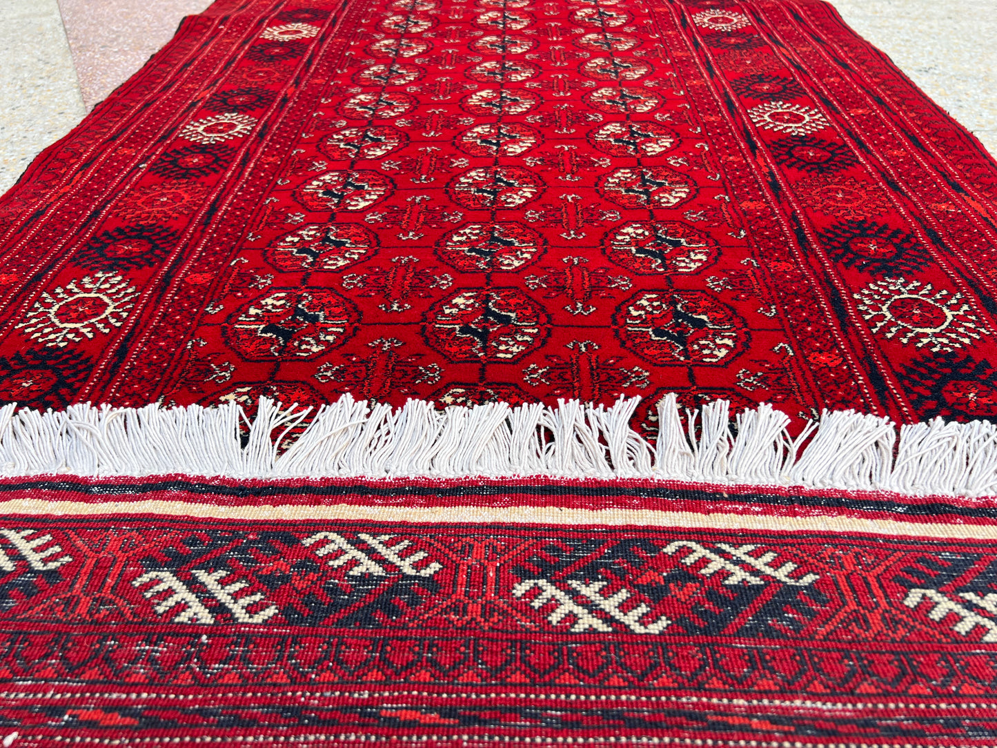 Afghan Hand Knitted/Knotted Hallway Runner Hand Woven Rug Size 9.2ft x 2.6ft (KM-BU-9X2-RU-N)  Khal Muhammadi Bukhara(Andkhoi)