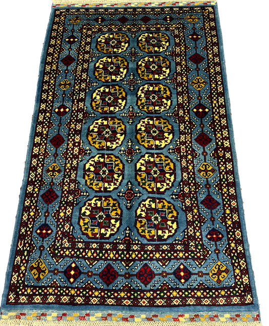 Afghan Hand Knitted/Knotted Living / Dining Room Wool Woven Rug Size 5ft x 3ft or 163x99 cm  (AG-M-5x3-B-N) Marinous Ahal Gul - Kabul Rugs
