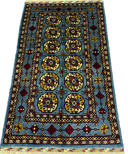 Afghan Hand Knitted/Knotted Living / Dining Room Wool Woven Rug Size 5ft x 3ft or 163x99 cm  (AG-M-5x3-B-N) Marinous Ahal Gul - Kabul Rugs