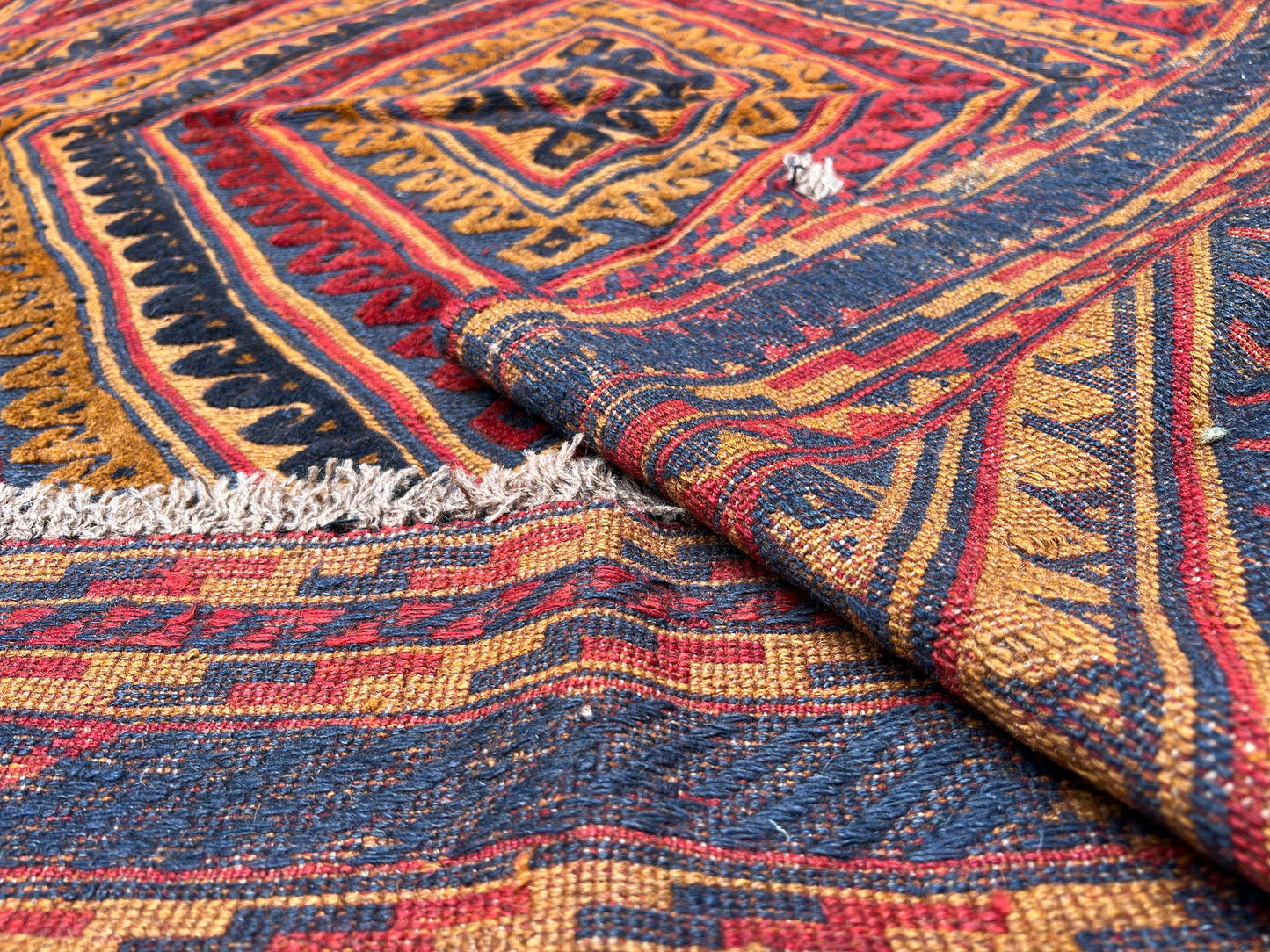 Afghan Hand Knitted/Knotted Living / Dining Room Wool Woven Rug Size 5.8ft x 4ft (MA-K-6X4-O-N) Mashwani Kilim (Herat) - Kabul Rugs