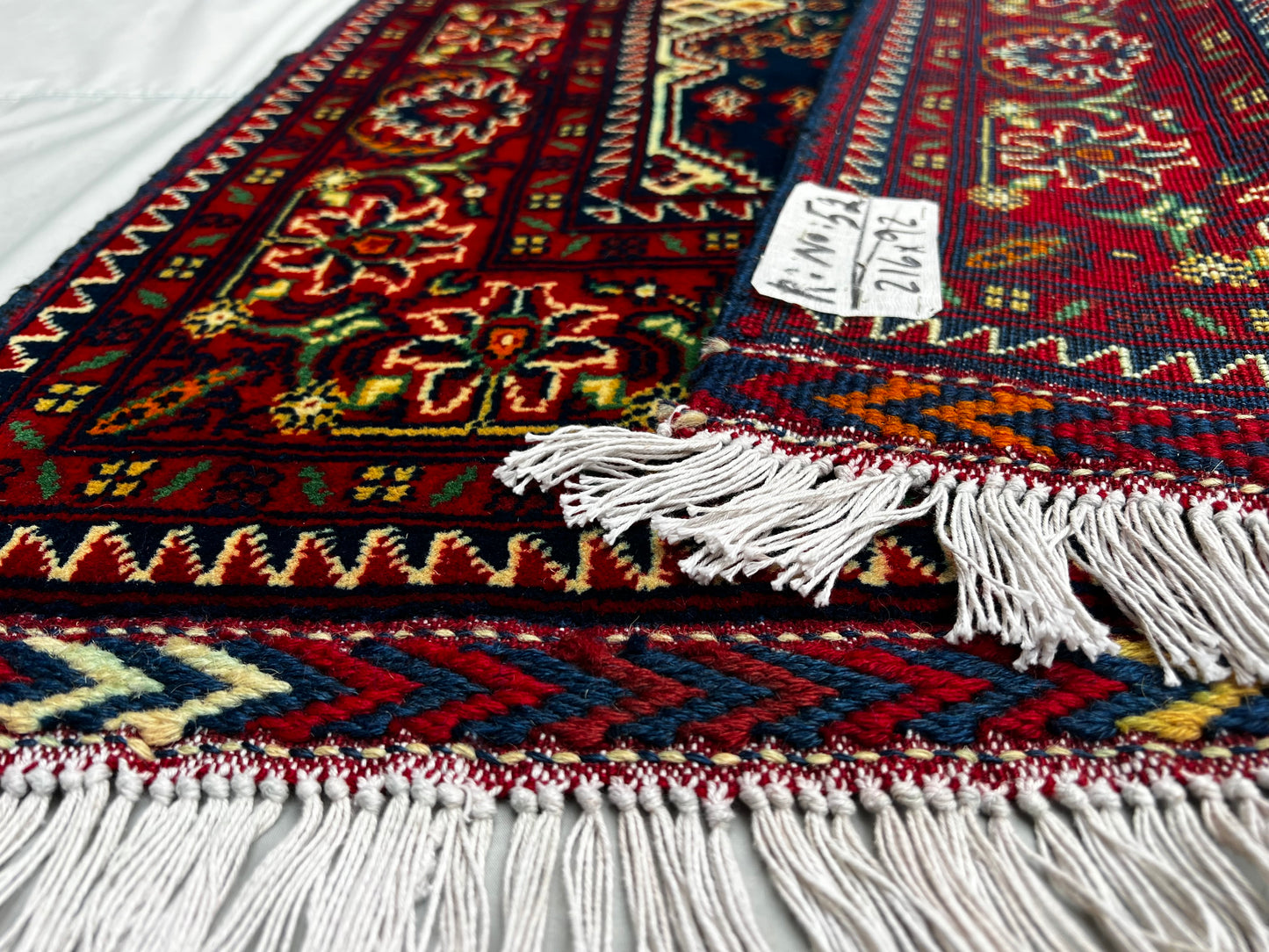 Hand Knitted/ Knotted Hallway Runner Yousuf Bayi Merino Wool 7ftx3.1ft (YB-RU-7X3-R/Y-N) (Mazar-e-Sharif) - Kabul Rugs