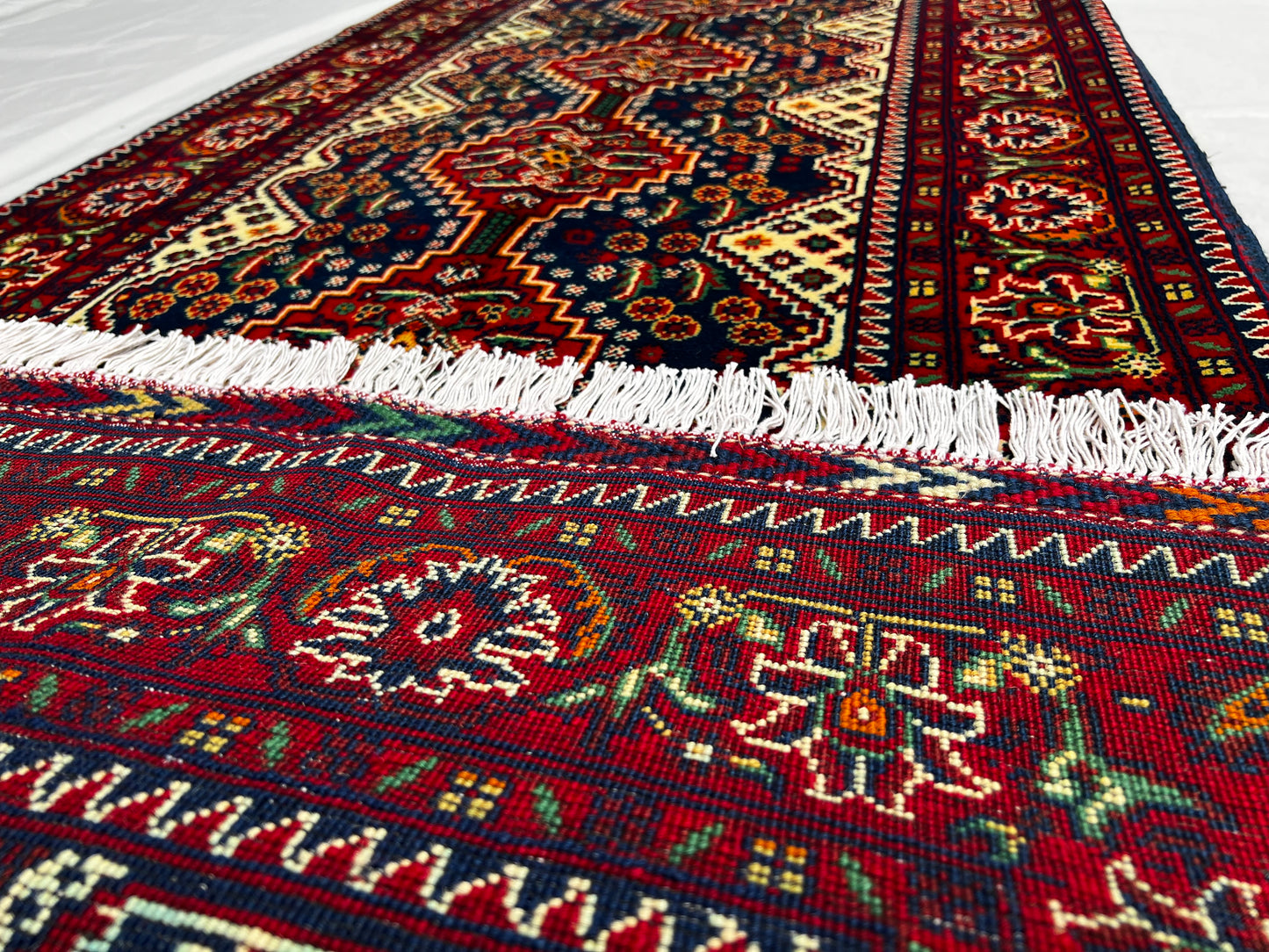 Hand Knitted/ Knotted Hallway Runner Yousuf Bayi Merino Wool 7ftx3.1ft (YB-RU-7X3-R/Y-N) (Mazar-e-Sharif) - Kabul Rugs