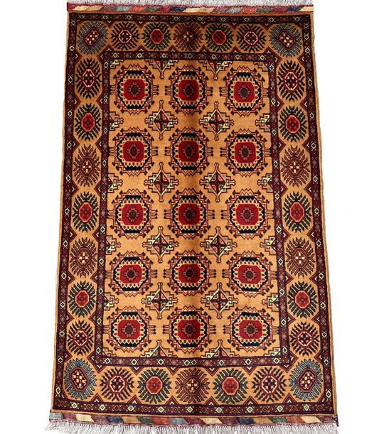 Afghan Hand Knotted/ Knitted Living Room/Dining Room Alabkhmal Area Rug 5.3ftx3.2ft (AL-M-5X3-Y/O-N) (Mazar-e-sharif) - Kabul Rugs