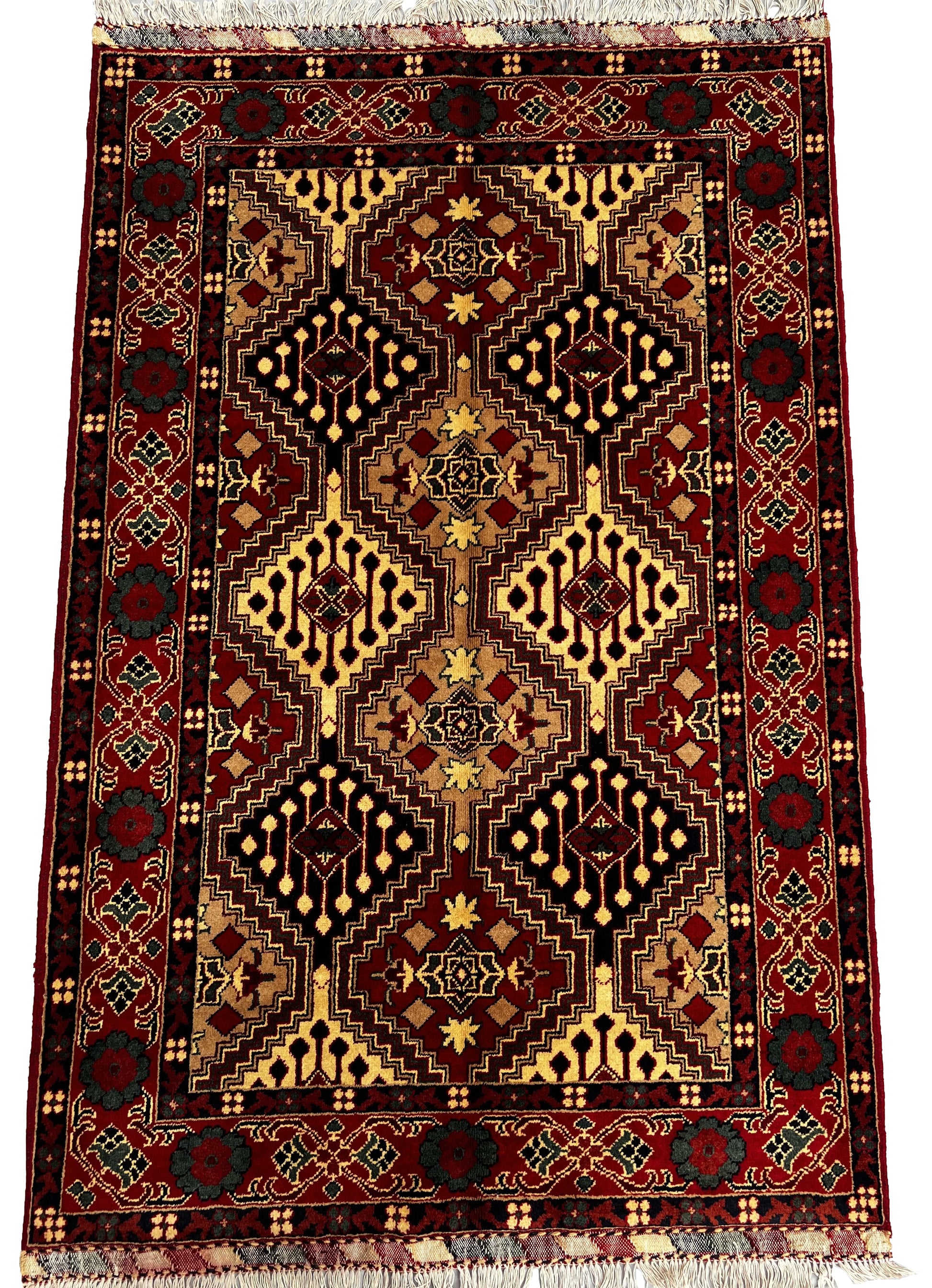 Afghan Hand Knotted/ Knitted Living Room/Dining Room Yousuf Bayi  Mernious Area Rug 5.1ftx3.2ft (YB-M-5X3-Y/R-N) (Mazar-e-sharif) - Kabul Rugs