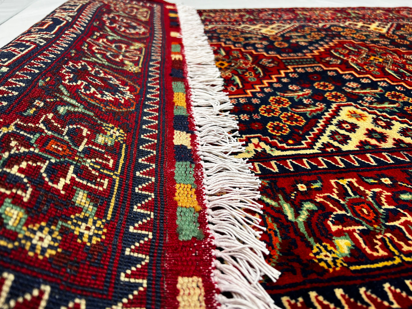 Hand Knitted/ Knotted Hallway Runner Yousuf Bayi Merino 6.7ftx3.1ft (YB-RU-6X3-R/Y-N) (Mazar-e-Sharif) - Kabul Rugs