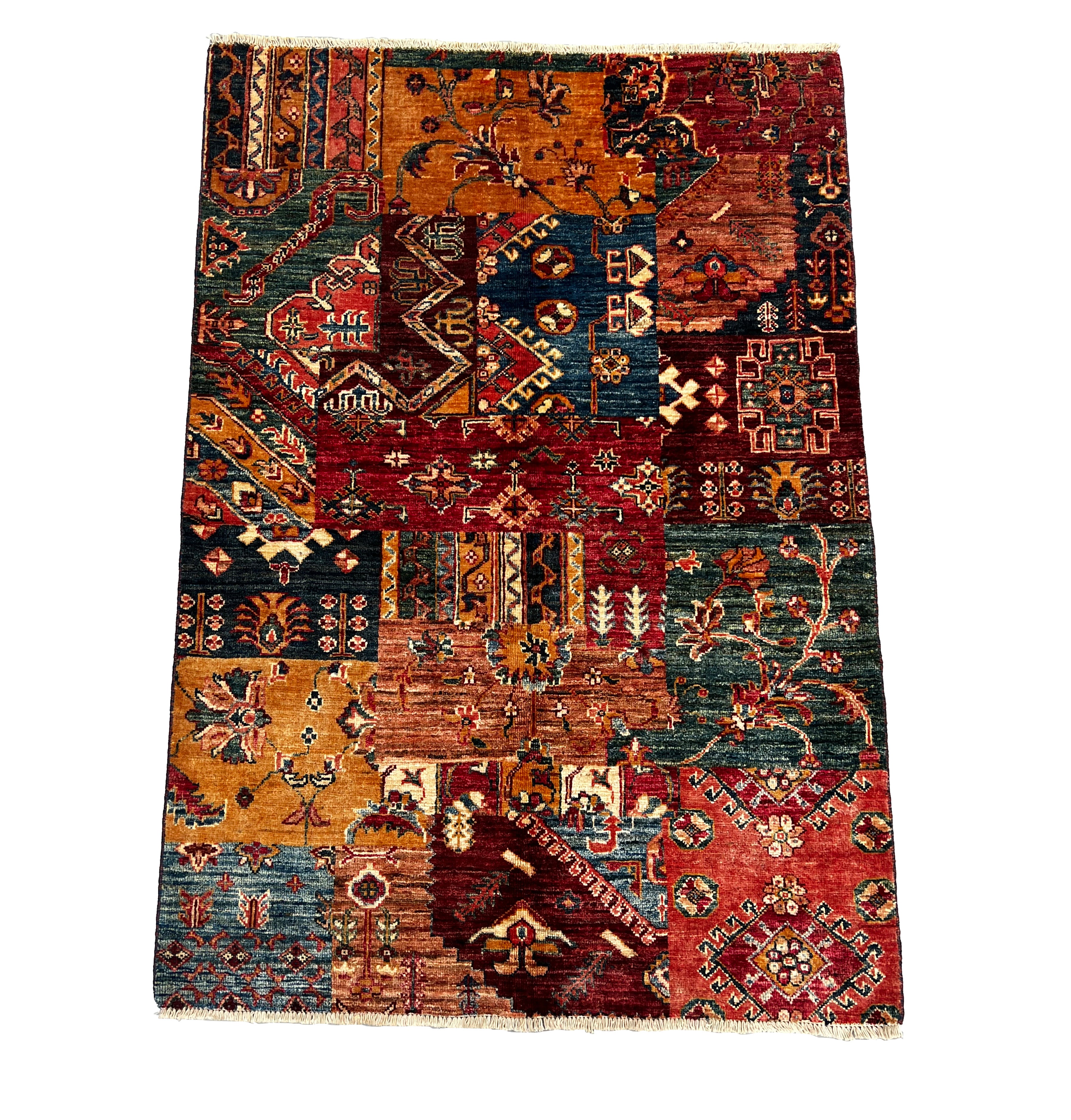 Afghan Hand Knotted/ Knitted Living Room/Dining Room Chob Rang(Shawl Design) Area Rug 4.7ftx3.3ft (CH-M-4.7X3.3-5-N) (Kabul) - Kabul Rugs